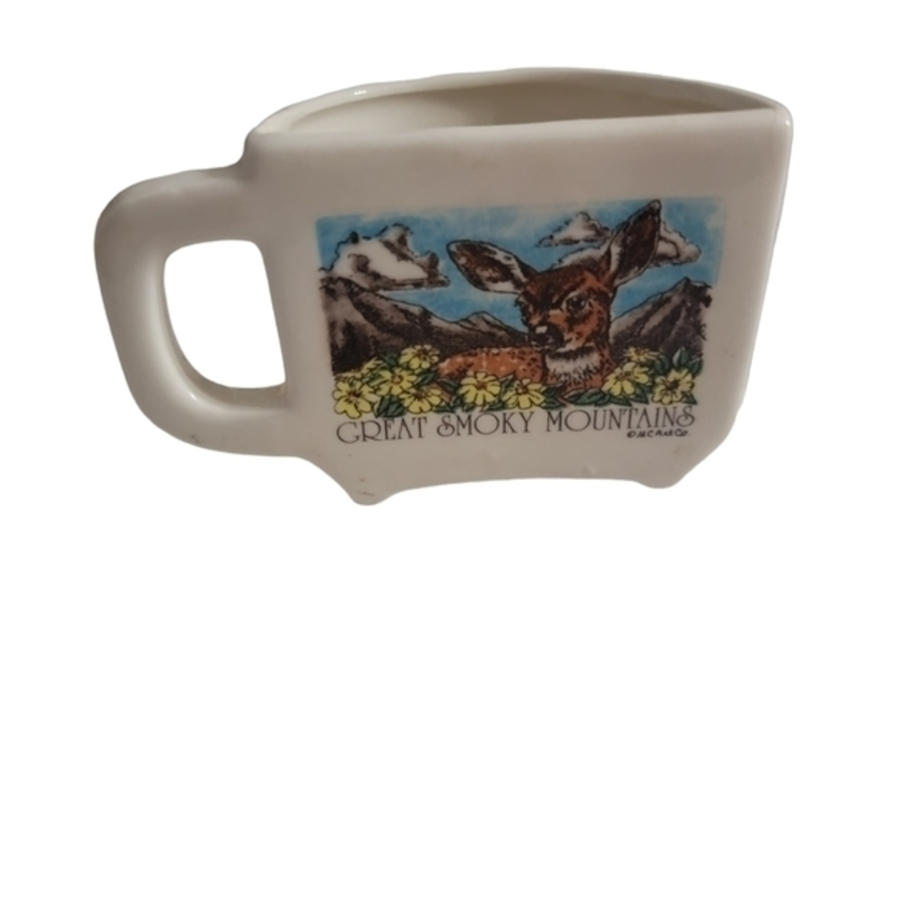 Half a cup of coffee mug whimsical 4 oz souvenir of 1960s Great Smoky Mountains